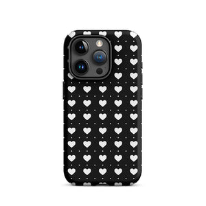 Black Lovely Minimalist Repeated Heart iPhone 15 Pro Tough Case