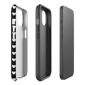 Black Lovely Minimalist Repeated Heart iPhone 15 Tough Case Double Layer