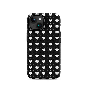 Black Lovely Minimalist Repeated Heart iPhone 15 Tough Case