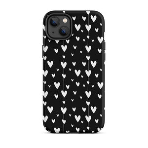 Black Minimalist Lovely Aesthetic Heart iPhone 14 Plus Tough Case