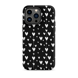 Black Minimalist Lovely Aesthetic Heart iPhone 14 Pro Max Tough Case