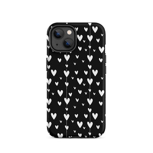 Black Minimalist Lovely Aesthetic Heart iPhone 14 Tough Case