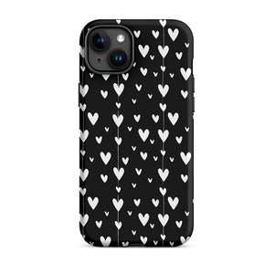 Black Minimalist Lovely Aesthetic Heart iPhone 15 Plus Tough Case