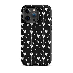 Black Minimalist Lovely Aesthetic Heart iPhone 15 Pro Max Tough Case