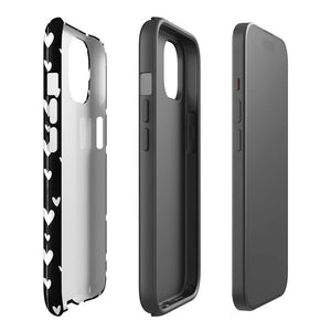 Black Minimalist Lovely Aesthetic Heart iPhone 15 Tough Case Double-Layer
