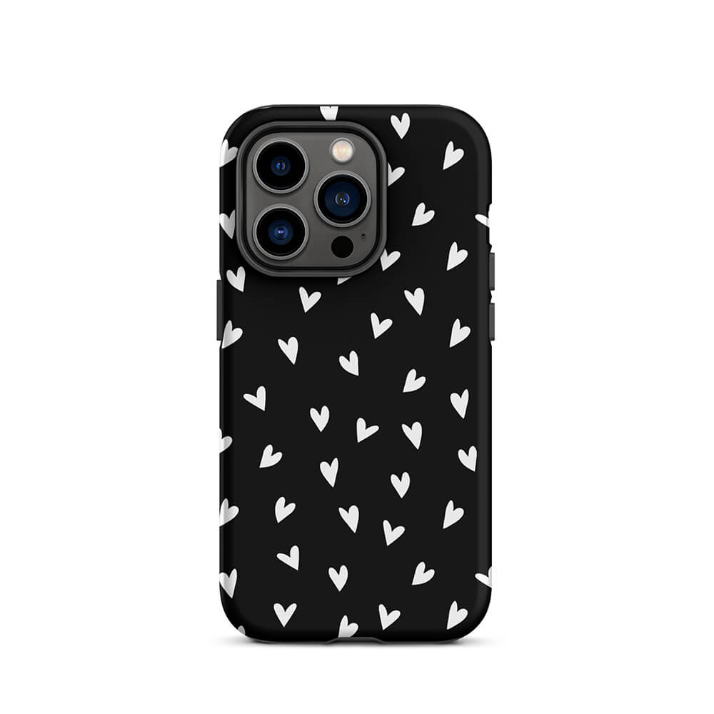Black Minimalist Multi-Shape Heart iPhone 14 Pro Tough Case