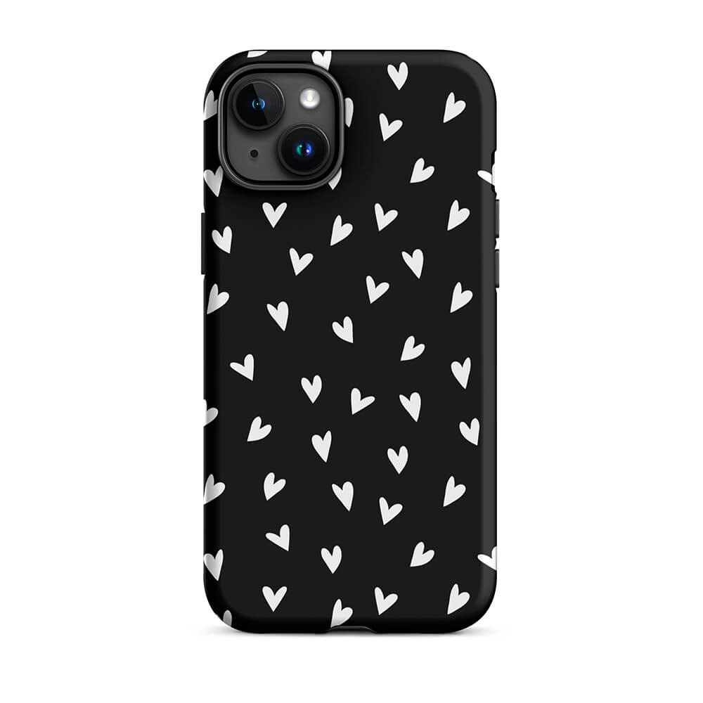 Black Minimalist Multi-Shape Heart iPhone 15 Plus Tough Case