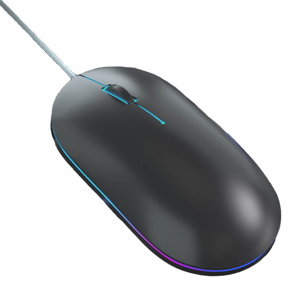 Black RGB Backlight Minimalist Pastel Goth Mouse 1000 DPI USB