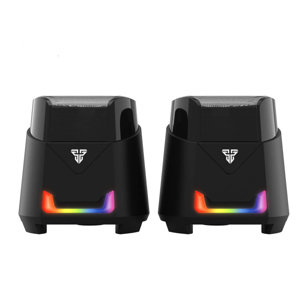 Black RGB Mini 2.0 Speakers USB 3.5mm Jack In-Line Volume Control