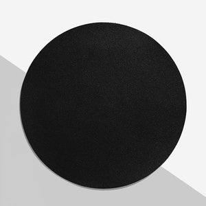 Black Round Unicolor Pastel Leather Mouse Pad Non-Slip