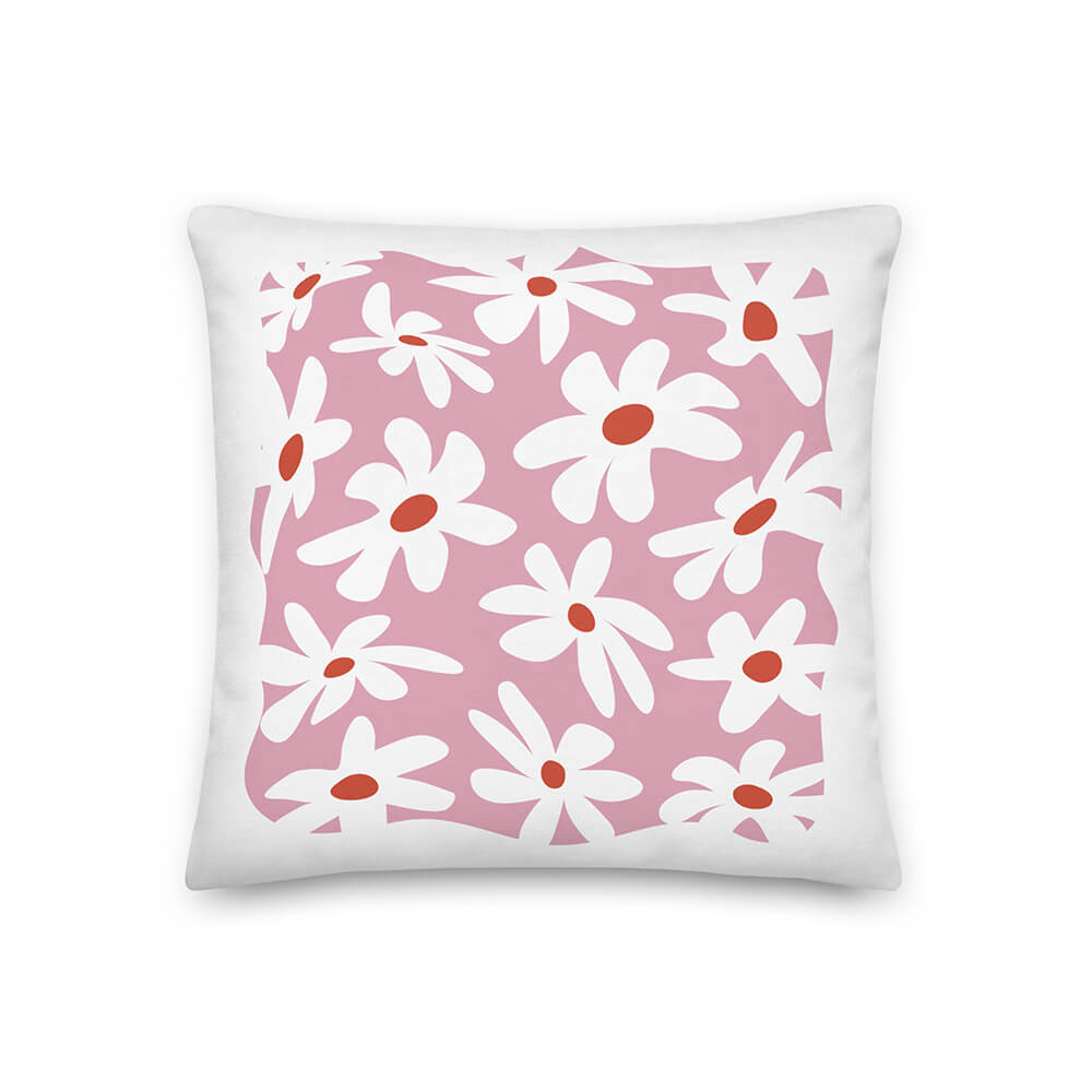 Blooming Pastel Flower Assortment Throw Pillow 18x18"