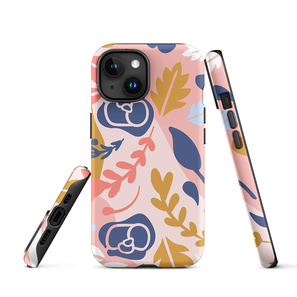 Blooming Soft Flower Plant Leaf iPhone 15 Tough Case Picture