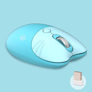 Blue 2.4GHz Wireless Adorable Pastel Feline Mouse 1600 DPI