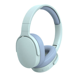 Blue Bluetooth 5.1 Pastel Goth Headphones Mic Heavy Bass 3.5mm AUX