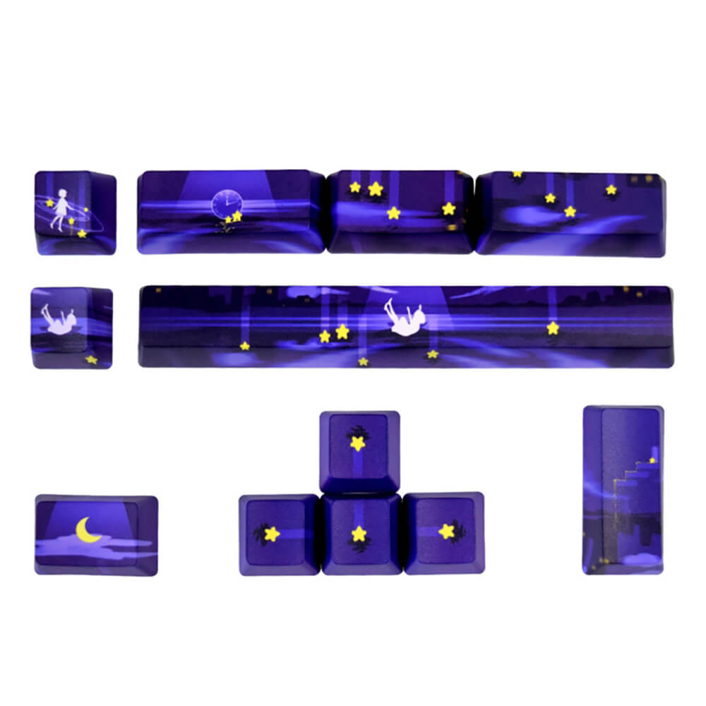 Blue Cartoonish Dream Girl Moonlight PBT Keycaps Keyboard Keys