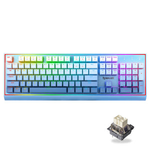Blue RGB Aluminum Mechanical Keyboard USB Hot-Swappable White MX Switches