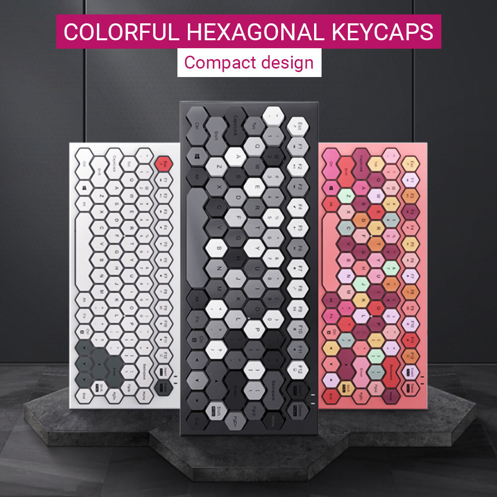 Bluetooth 5.1 Mini Multi-Color Hexagonal Keyboard Membrane Multimedia ...
