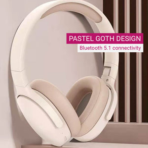 Bluetooth 5.1 Pastel Goth Headphones Mic Heavy Bass 3.5mm AUX