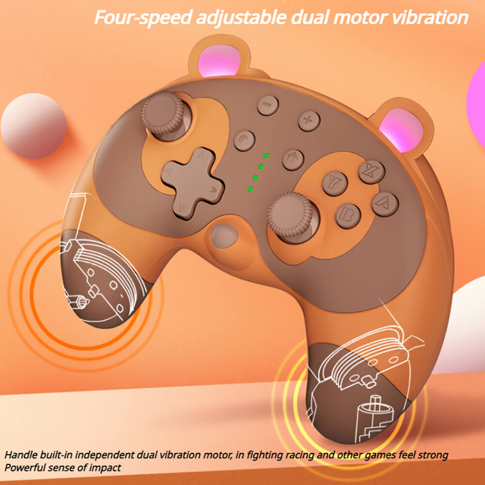 Bluetooth Cute Raccoon Controller Vibration Turbo Wake-Up Switch