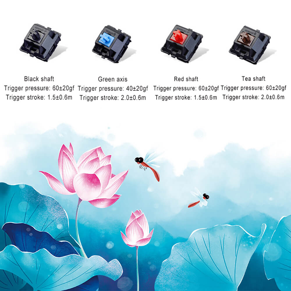 Bluetooth Lotus Flower Landscape Mechanical Keyboard White Backlight MX Switches
