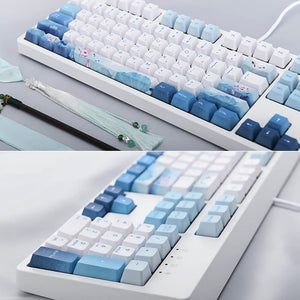 Bluetooth Lotus Flower Landscape Mechanical Keyboard White Backlight Picture