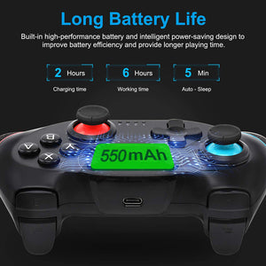 Bluetooth Multi-Color Gamepad Vibration Turbo PC Switch Battery Life