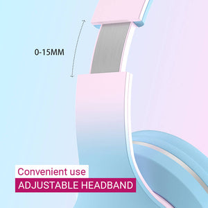 Bluetooth 5.1 On-Ear Gradient Pastel Headphones Mic Stereo Adjustable Headband