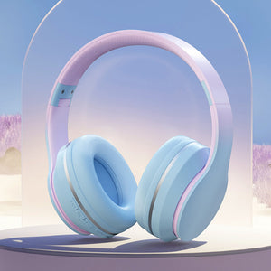 Bluetooth 5.1 On-Ear Gradient Pastel Headphones Mic Stereo