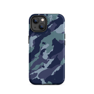 Bluish Camouflage Armor Naval Operation iPhone 14 Tough Case
