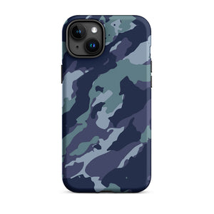 Bluish Camouflage Armor Naval Operation iPhone 15 Plus Tough Case