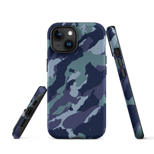 Bluish Camouflage Armor Naval Operation iPhone 15 Tough Case Picture
