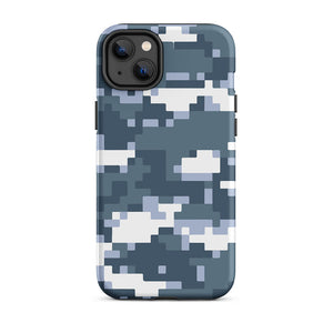 Bluish Pixel Art Camo Armor iPhone 14 Plus Tough Case