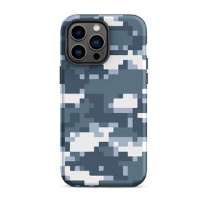 Bluish Pixel Art Camo Armor iPhone 14 Pro Max Tough Case