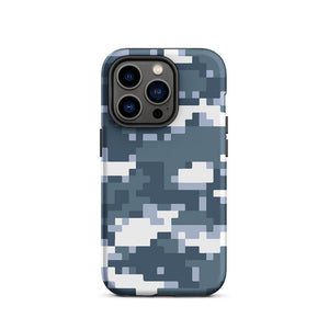 Bluish Pixel Art Camo Armor iPhone 14 Pro Tough Case