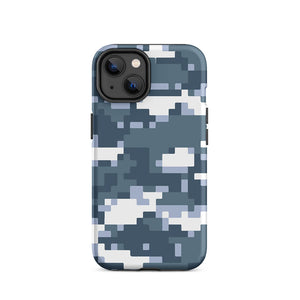 Bluish Pixel Art Camo Armor iPhone 14 Tough Case