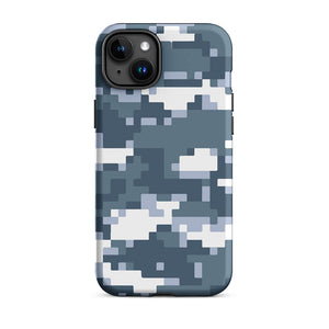 Bluish Pixel Art Camo Armor iPhone 15 Plus Tough Case