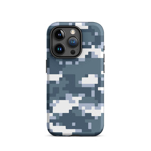 Bluish Pixel Art Camo Armor iPhone 15 Pro Tough Case