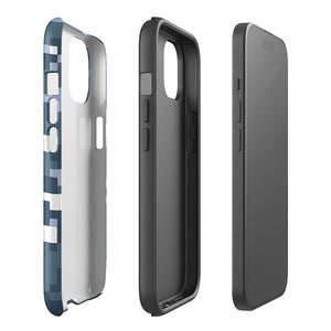 Bluish Pixel Art Camo Armor iPhone 15 Tough Case Double-Layer