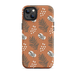 Brown Green Plant Leaf Seed iPhone 14 Plus Rugged Case