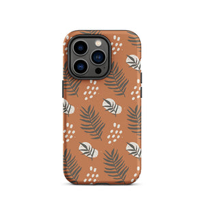 Brown Green Plant Leaf Seed iPhone 14 Pro Rugged Case