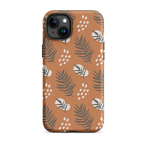 Brown Green Plant Leaf Seed iPhone 15 Plus Rugged Case