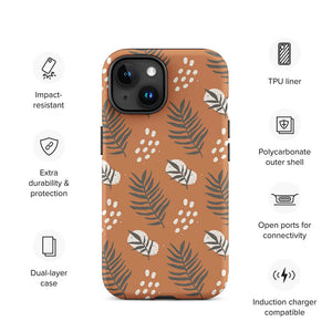 Brown Green Plant Leaf Seed iPhone 15 Rugged Case Features