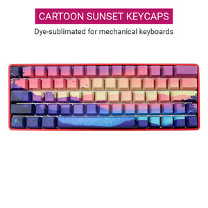 Cartoon Sunset Landscape Design PBT Keycaps Personalized Keyboard Keys