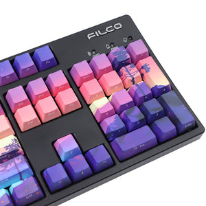 Cartoon Sunset Landscape PBT Keycaps Personalized Keyboard Keys Right View