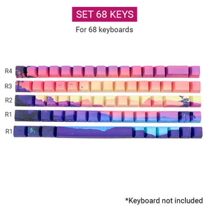 Cartoon Sunset Landscape PBT Keycaps Personalized Keyboard Set 68 Keys