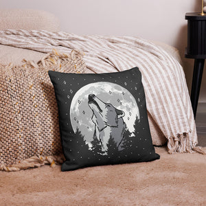 Cartoonish Howling Werewolf Full Moon Throw Pillow Lifestyle