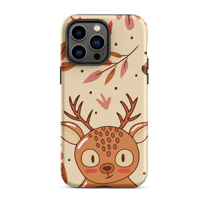 Cartoonish Seasonal Autumn Kawaii Deer iPhone 14 Pro Max Rugged Case