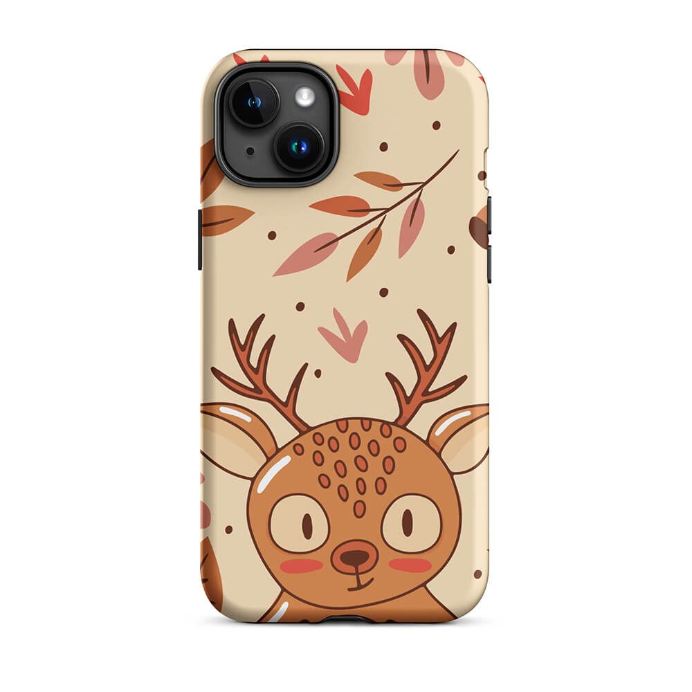 Cartoonish Seasonal Autumn Kawaii Deer iPhone 15 Plus Rugged Case