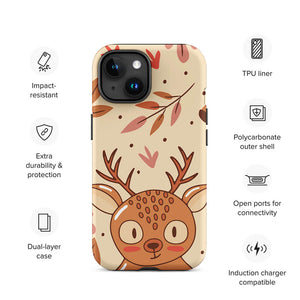 Cartoonish Seasonal Autumn Kawaii Deer iPhone 15 Rugged Case Features