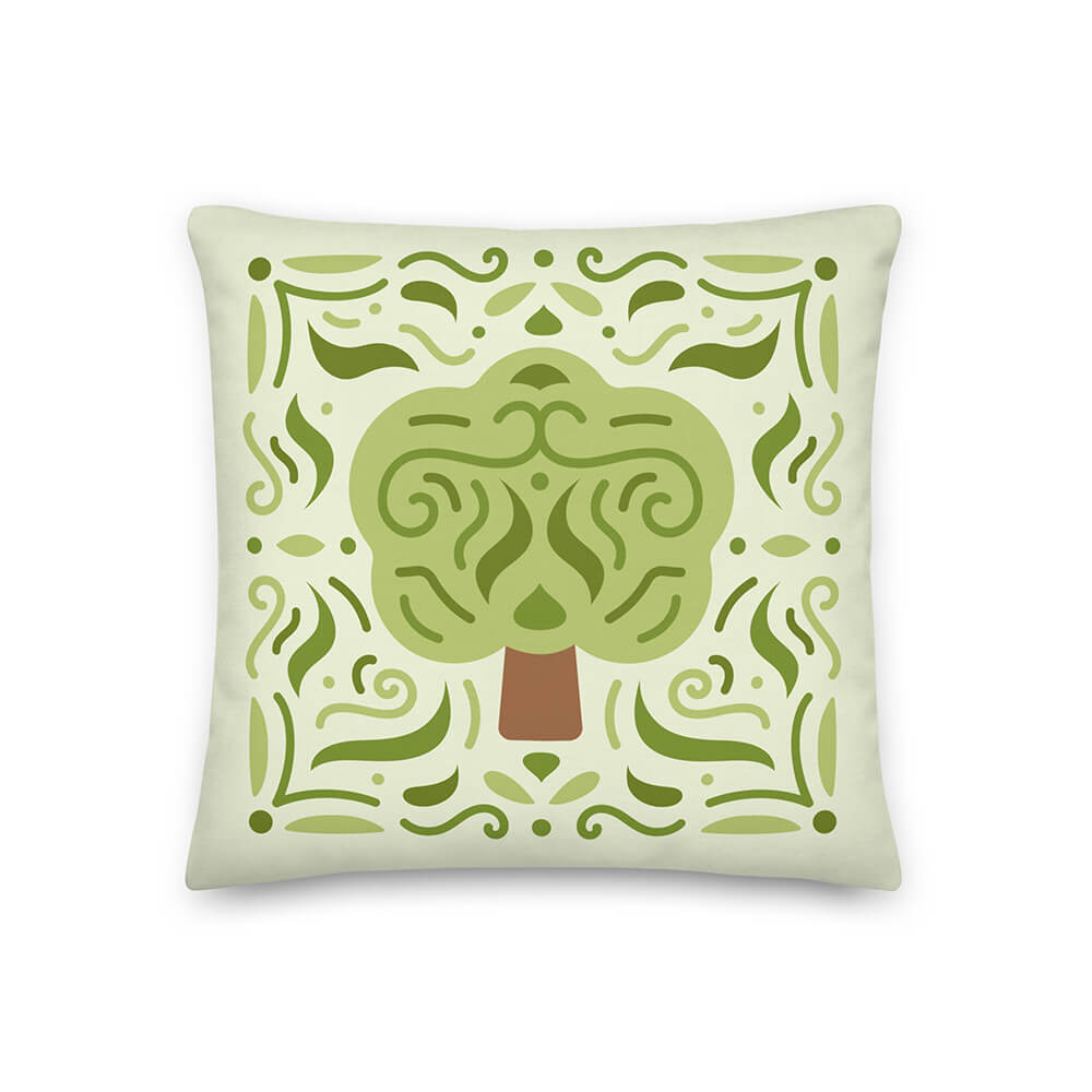 Cel-Shading Art Toon Tree Throw Pillow 18x18"